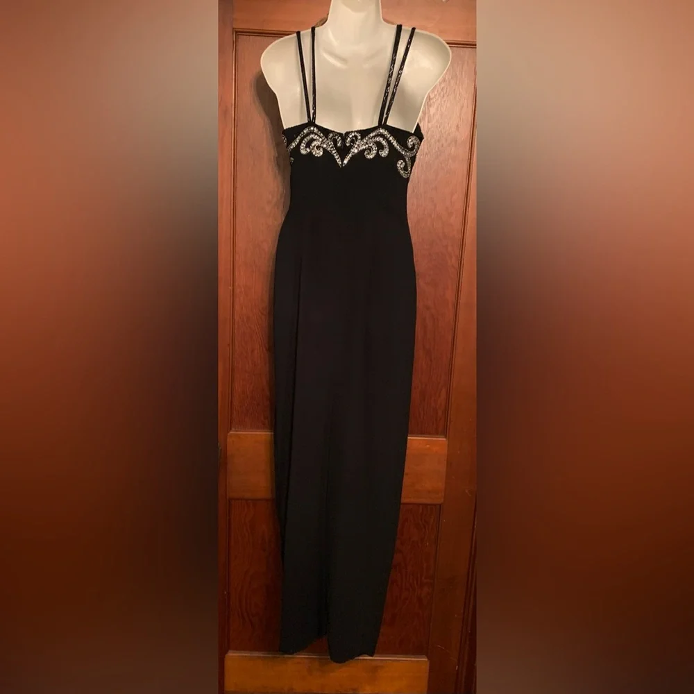 Pro Magic Prom Dress 4 S Black Silver Sparkle Beaded Long Formal Evening Gown - Picture 9 of 9